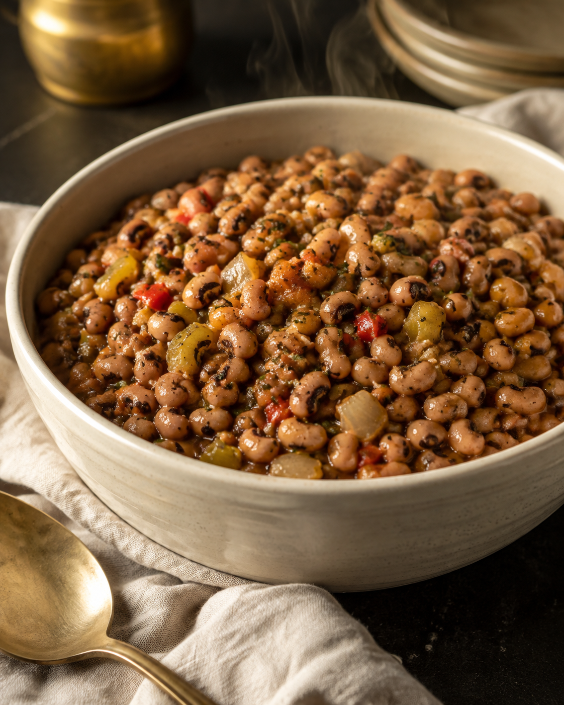 Seasoned black-eyed peas slow-simmered Southern style